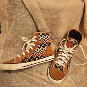 Tory Burch, Women's Size 8 Sneaker, Tan Red Navy